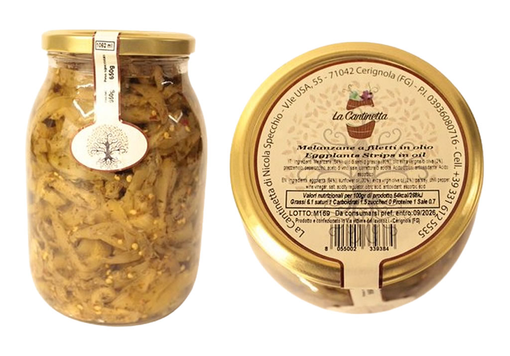 Melanzane a filetti in olio la cantinetta puglia